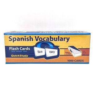 Spanish Vocabulary 1000 Flash Cards QuickStudy By BarCharts Tabbed By Topic NEW